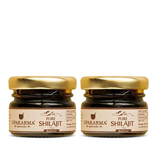 UPAKARMA Ayurveda Pure and Natural Shilajit/Shilajeet Resin Form 15g For Strength, Stamina, Endurance and Power- Pack of 2