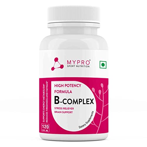 Mypro Sport Nutrition Vitamin B Complex, High Potency Formula Vitamins Heart Health-Nervous System Slism-Vegan,Gluten-Free-120 Capsule For Men & Women