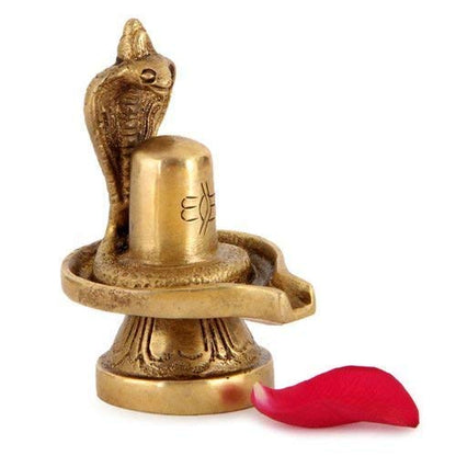 Spiritually Energized Brass Shivling Figure Shiv Ling Statue/Idol for Puja and Gift Purpose (LxBxH - 6.5 x 5 x 7.5 Cm) Wt - 190 Gm