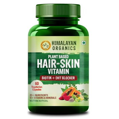 Himalayan Organics Pure Biotin, DHT Blocker , Plant-Based Vitamin B1, B2 , B3, B5, B6, B7 , B9, B12 trols Hair Fall, Stimulates Hair Follicles & Promo