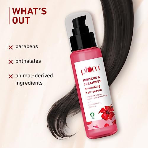 Plum Hibiscus Hair Serum for Long Hair, with Ceramides, Jojoba Oil and Vitamin E I Strong, Shiny Hai for Women & Men I Serum for Hair Smoothing I 75ml