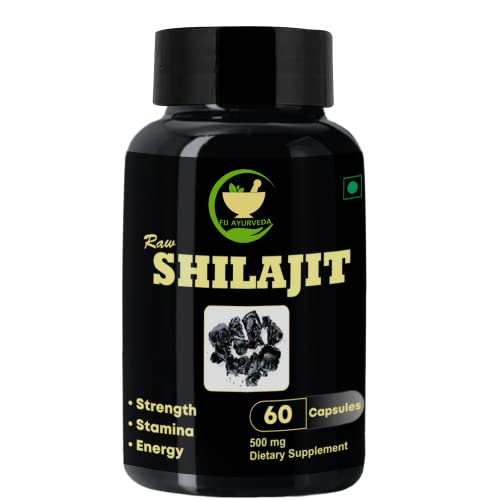 FIJ AYURVEDA Raw Shilajit/Shilajeet Capsule Supports Stamina & Streanght for Men & Women - 500mg 60 Capsules