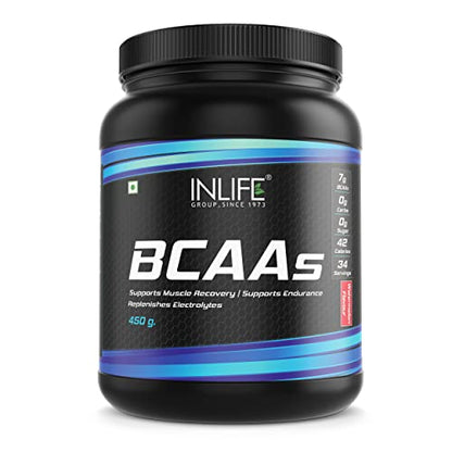 INLIFE BCAA Supplement 7g Amino Acids Instantized for Pre Post & Intra Energy Drink for Workout (Watermelon, 450g)