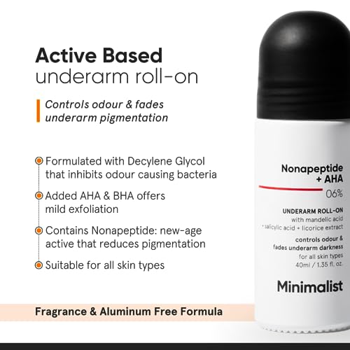 Minimalist Nonapeptide + AHA BHA 06% Underarm Roll On Deodorant | Exfoliating Deo For Women & Men | 40ml
