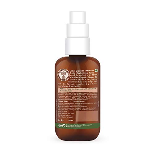 Lotus Organics+ Intensive Scalp Revitalizing Hair Tonic | 100% Organic Ginger Oil | Sulphate Free Hair Serum | All Hair Types | 100ml