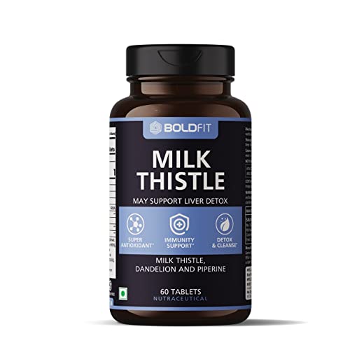 Boldfit Milk thistle supplement for liver support and liver detox for men and women - 60 Veg tabs