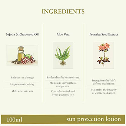 Just Herbs Natural & Organic Aloe Vera Sunscreen Moisturizing Lotion for Normal and Dry Skin for Men & Women (100 ml)