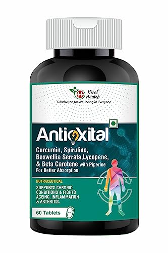 Hiral Health's Antioxital tablets: Antioxidant Supplement for Natural Detox & Energy Booster - Reviton by Expert - Spirulina, Curcumin Lycopene & more