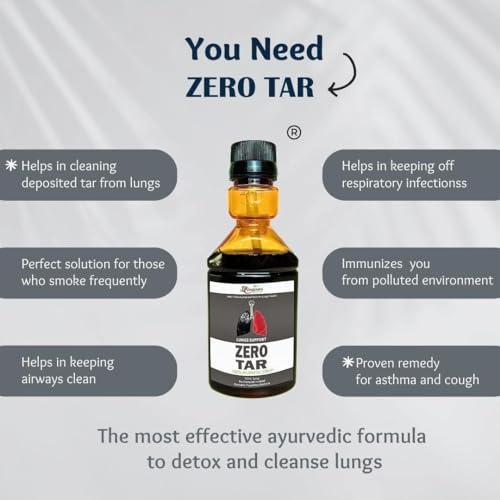 Hindrishi Ayurveda Zero Tar Syrup for Lungs Detox - Removes Tar from Lungs and Liver Set of 3