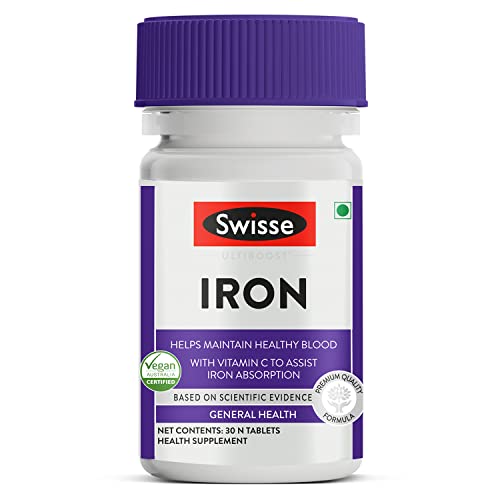 Swisse Iron Supplement with Vitamin C & Vitamin B12 - 30 Tablets