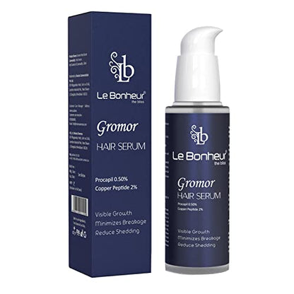 Le Bonheur Gromor Hair Serum | Boost Natural and Healthy Hair Growth, Increase Hair Density, Reduce on – Greasy | All Hair Type - Men and Women | 50ml