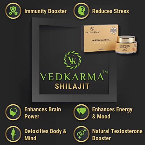 VEDKARMA Pure Himalayan Shilajit Resin Form For Strength, Stamina, Energy & Immunity (Pack Of 1 (15 Gm))