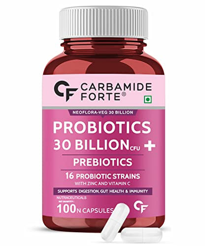 Carbamide Forte Probiotics Supplement 30 Billion for Women & Men - 100 Veg Capsules