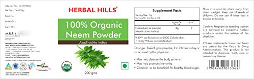 Herbal Hills Organic Neem Powder (Azadirachta Indica) 200 gms