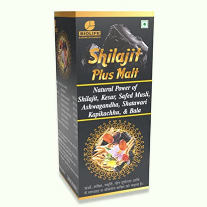 Shilajit Plus Malt, Experience the Power of Himalayan Shilajit, Kesar, Safed Musli, Ashwagandha, Shatawari, Kapikachhu - 400ml