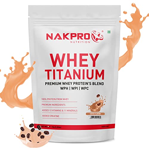 Nakpro TITANIUM TRI BLEND | 24g Protein, 5.4g BCAA | 1Kg Coffee Flavour (30 Servings)