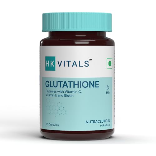 HealthKart HK Vitals Glutathione with Vitamin C & E, Biotin, Grape Seed Extract & Alpha Lipoic Acid,port, for Skin Glow and Hydration, 30 Veg Capsules
