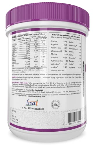 HealthyHey Nutrition Fish Collagen Powder 200g with Hyaluronic Acid (Unflavoured, 200g)