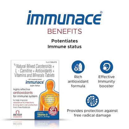 Immunace 30 Tablets With Vitamin D, Zinc, Selenium & Amino Acids That Supports Healthy Immunity, Redess & Improve Overall Health| Immunity Supplements