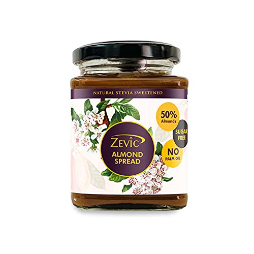 Zevic Sugar Free Belgian Keto Chocolate Almond Spread with 50% Almonds, Natural Almond Oil (No Palm Oil) & No Sugar 250 gm