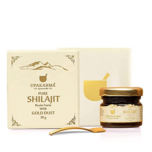 UPAKARMA Premium Ayurvedic Natural Shilajit Gold Resin with Pure Gold Dust Helps Boost Immunity, Strength and Overall Health - 20 Gms