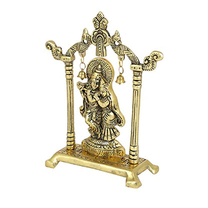 Metal Gold Plated Radha Krishna Idol Sculpture Statue Figurine Decorative Showpiece (Size 7 x 5 Inches) (1 Pieces)