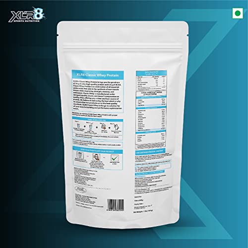 XLR8 Classic Whey Protein Powder, 24 g Protein, 5.5 BCAA, No Maltodextrin (Choco Caramel, 1Lb)