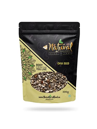 Chia Seeds (200 gm Premium Raw Chia Seeds with Omega 3, Weight Loss, Healthy Snack by The Natural Food)