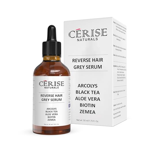 CERISE NATURALS ANTI-GREY HAIR SERUM with ARCOLYS, BLACK TEA, ZEMEA, BIOTIN, ALOE VERA, ALL HAIR TYPES, TOXIN FREE-50 ML