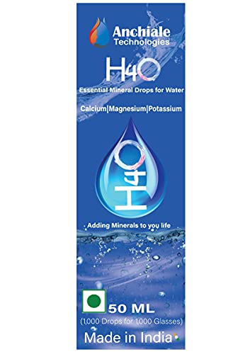 H4O: (Pack of 4) TDS enhancing mineral drops for RO water. Essential Minerals for 1000 glasses of water