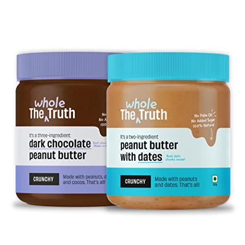 The Whole Truth - Crunchy Combo - Peanut Butter with Dates + Dark Chocolate Peanut Butter - 2x 650g