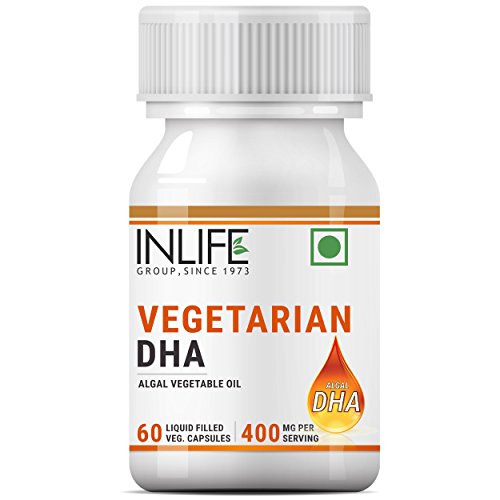 INLIFE Plant Based Vegan Omega 3 DHA Supplement Algal Oil 400 mg - 60 Vegetarian Capsules