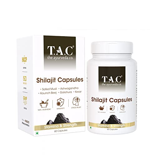 TAC - The Ayurveda Co. Shilajit Capsules for Men With Power of Natural Shilajit & Ashwagandha, Helps Boost Immunity, 60 Capsules