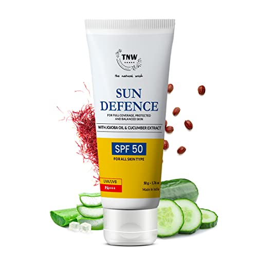 TNW-THE NATURAL WASH Sun Defence Sunscreen SPF 50 PA++ UVA/UVB Clinically Approved | Lightweight Quiotection Cream/Made with Natural Ingredients (50g)