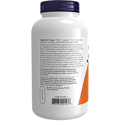 Now Foods Taurine Nervous System Health Standard Packaging/250 AD