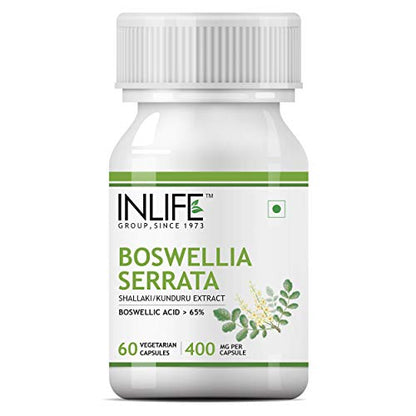 INLIFE Boswellia Serrata Extract (Boswellic Acids > 65%) Joint Supplement, 400 mg - 60 Vegetarian Capsules (Pack of 1)