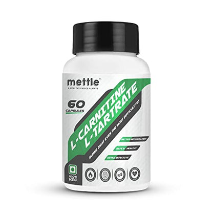 Mettle L-Carnitine With L-Tartrate | Weight Loss | Fat Burner (60 Capsules)