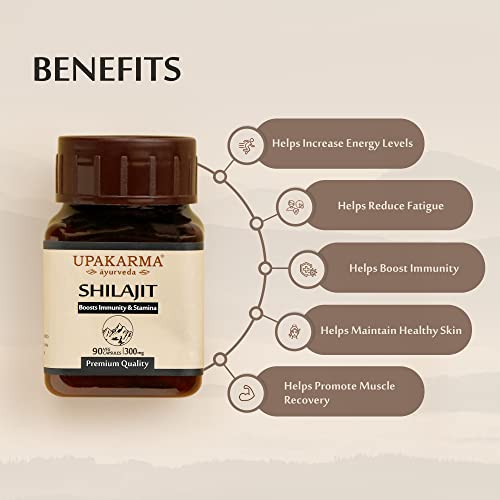 Upakarma Ayurveda Pure Shilajit Capsules 300 mg, 90 Veg Capsules