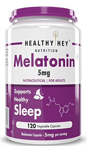 HealthyHey Nutrition Melatonin 5mg 120 vegetable capsules - Promotes Sleep and Relaxation (5mg)