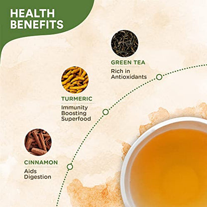 Chaayos Turmeric Cinnamon Green Tea | Whole Leaf Loose Tea - 100g [50 Cups]