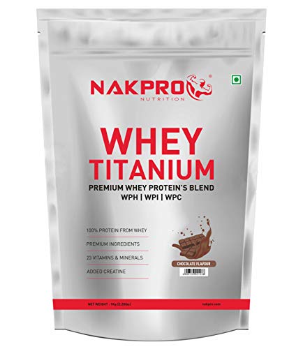 Nakpro Titanium Tri Blend | 24g Protein, 5.4g BCAA | 1 Kg Chocolate Flavour (30 Servings)