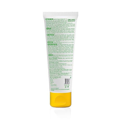 Organic Harvest Sunscreen SPF 60 For Oily Skin | With Blue Light Technology, Organic, Sulphate & Paraben Free - 100gm