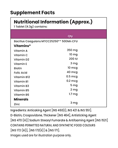 GLIMLACH Multivitamins For Teenagers, 50 Multivitamin Tablets, with Zinc, Vitamin C, Vitamin D3, Mulnseng Extract, Enhances Energy, Stamina & Immunity