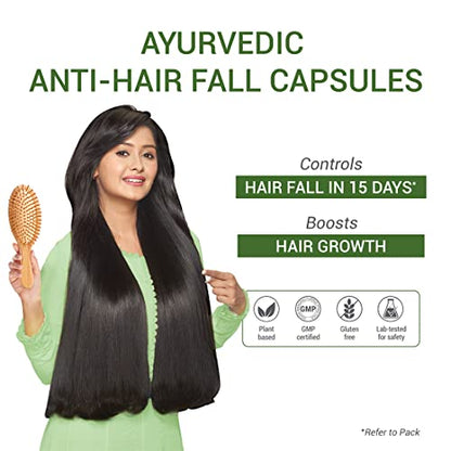 Sesa Ayurvedic Anti-Hair Fall Capsules - Hair Fall Control in 15 DAYS - Bhringraj & 8 Herbs - 100% VEG, 60 Caps