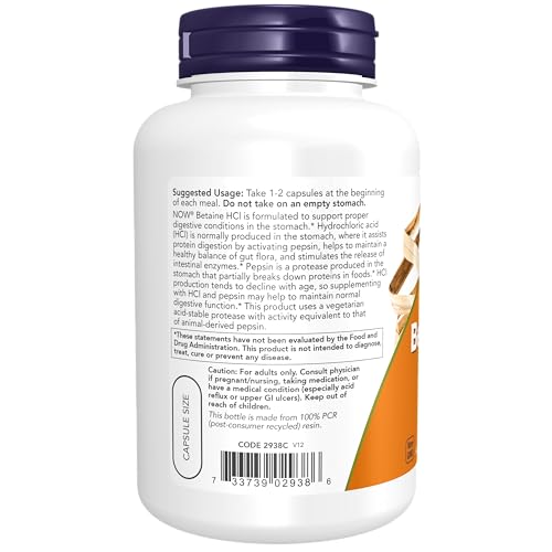 Now Foods, Betaine HCL, 648 mg, 120 Veggie Caps