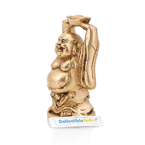 Collectible India Brass Laughing Buddha Statue Idol Happy Chinese Maitreya Feng Shui Buddhism Sculpture Figurine