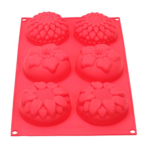 Clazkit - YH-008 Silicone 6 Cavity Mixed Flower Cupcake Baking Muffin Candle Soap Mould