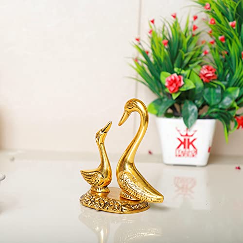 Love Birds Swanset Pair of Kissing Duck Metal Statue, Love for Romantic Gift to Boy friend, Girlfriend, Decor Your Home, Golden