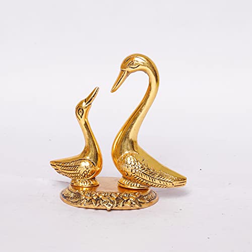 Love Birds Swanset Pair of Kissing Duck Metal Statue, Love for Romantic Gift to Boy friend, Girlfriend, Decor Your Home, Golden