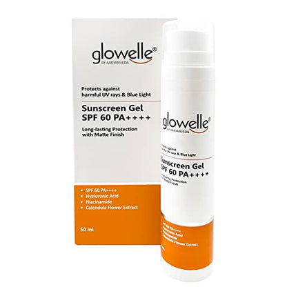 Glowelle Sun Protective Sunscreen Gel Spf 60 PA++++ UV Rays & Protection Body Lotion Gel for Women &Men | Suitable for Dry, Normal & Oily Skin - 50 Ml